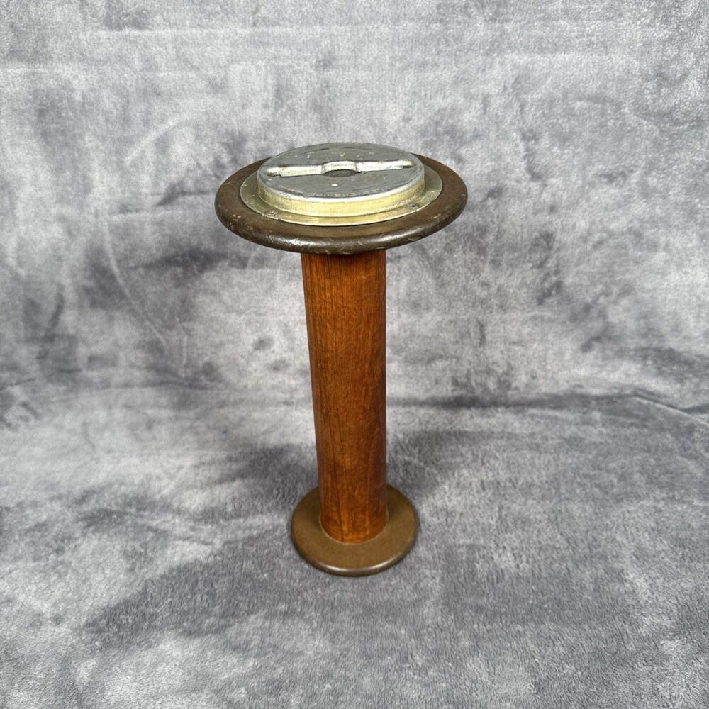Antique Large 10"x 5" Wooden Thread Spool Bobbin Industrial Textile Lestershire